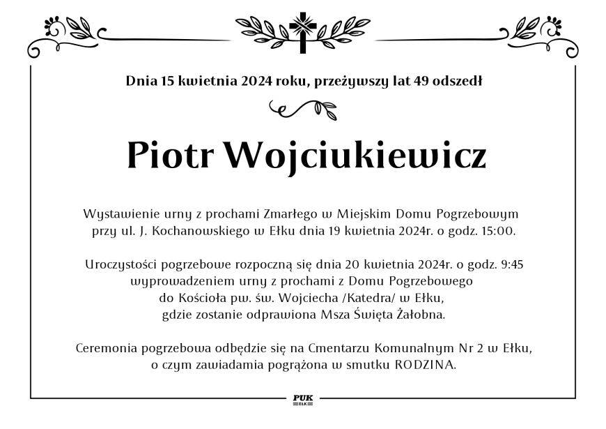 Piotr Wojciukiewicz - nekrolog